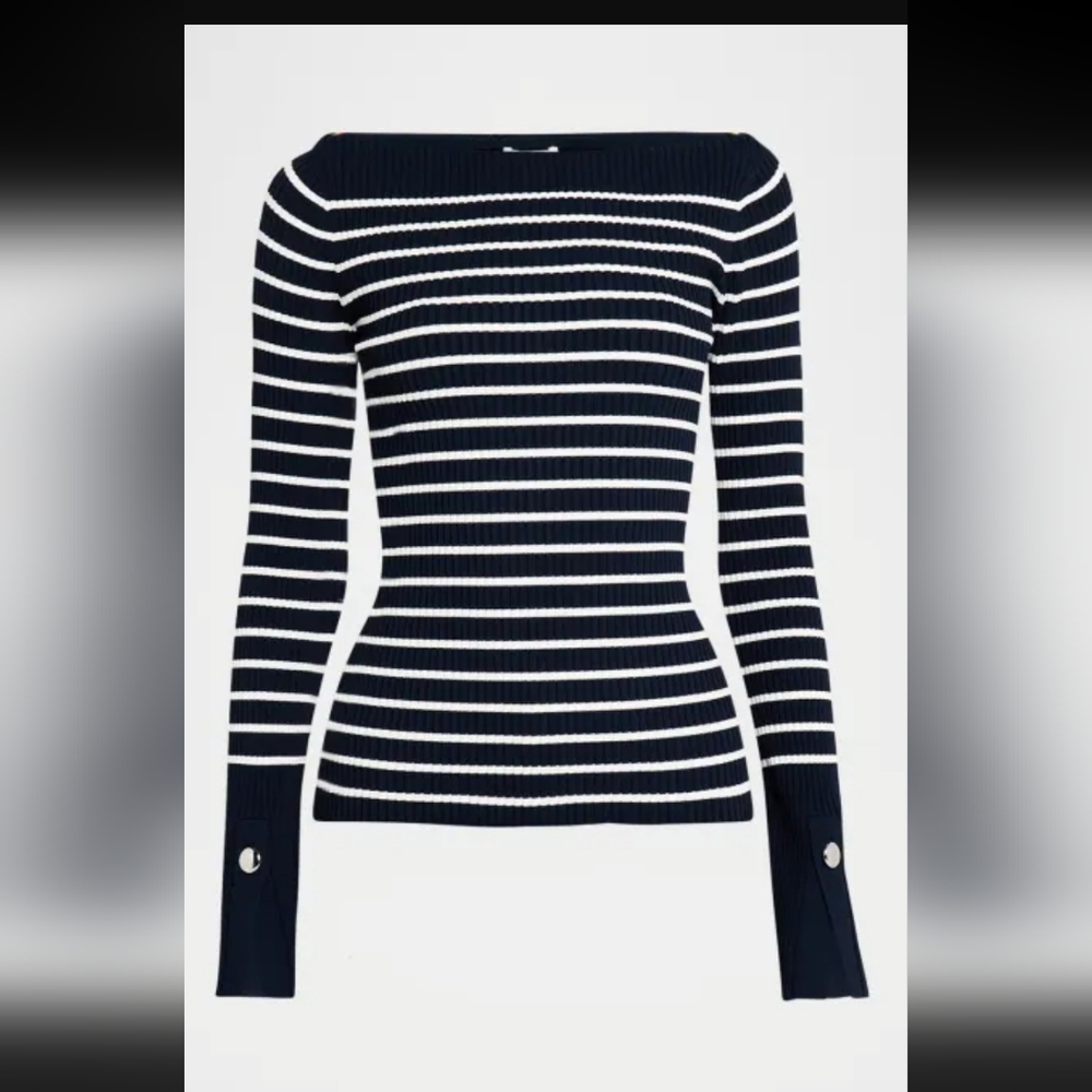 NWOT A.L.C. ANYA RIBBED STRIPE BOAT-NECK TOP /SWEATER/ - Picture 3 of 16